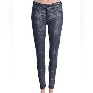 Mother The Looker Stone Blue Glimmer Skinny Jean Size 28.